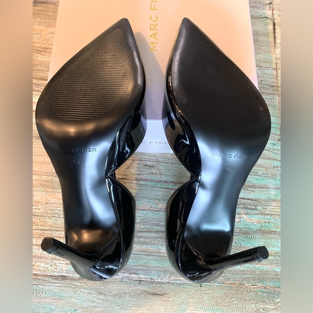 Elegant Like-New Marc Fisher Black Patent D’Orsay Stiletto Heels. Size 8.5 - Picture 6 of 7